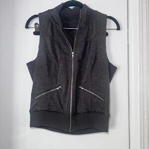 G by Guess Women’s Sleeveless Zip Vest Gray XL High Neck Pockets